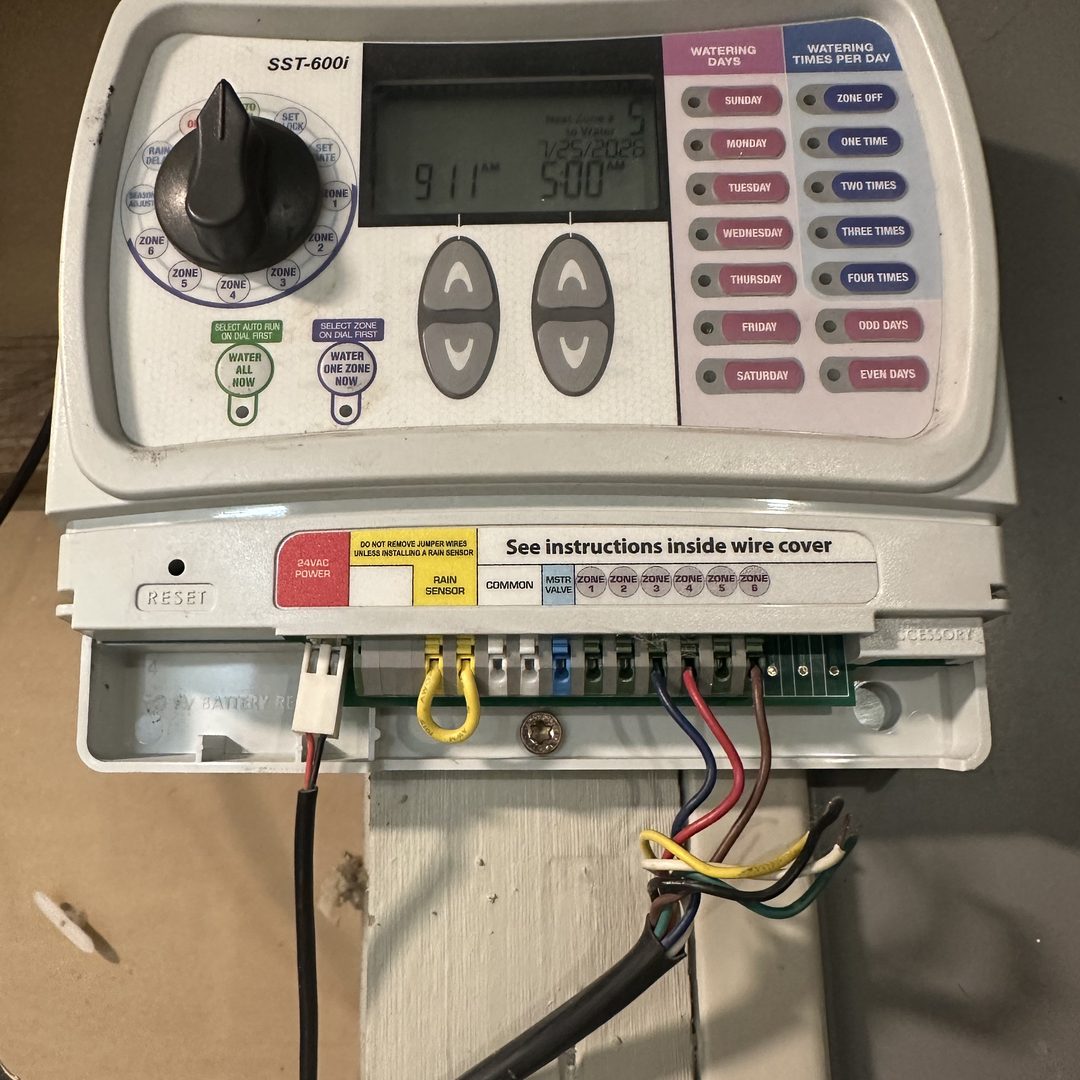 Sprinkler controller opened up, rewired and reprogrammed